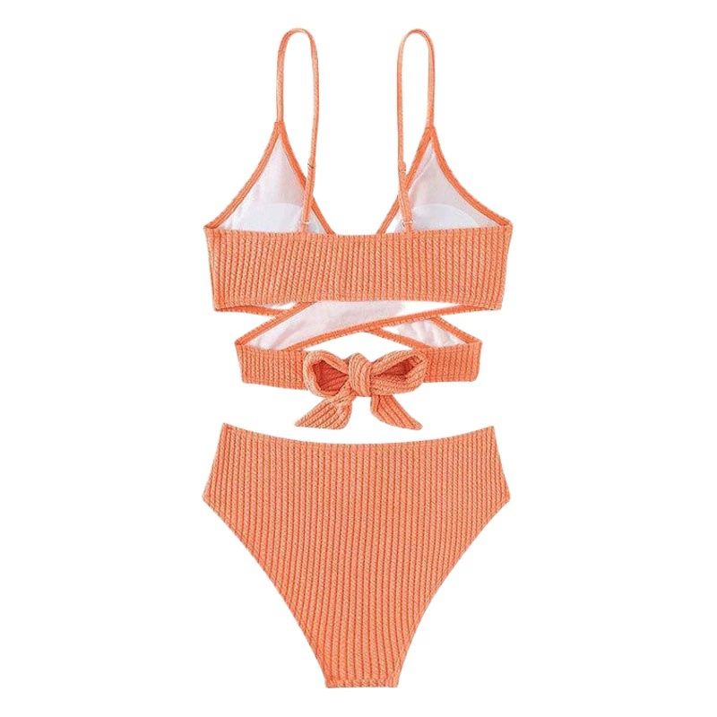 Купальник бикини Amazon, внешнеторговая торговля, 2025, новинка, европейский и американский стиль, однотонный, на завязках, раздельный, женский, на бретелях