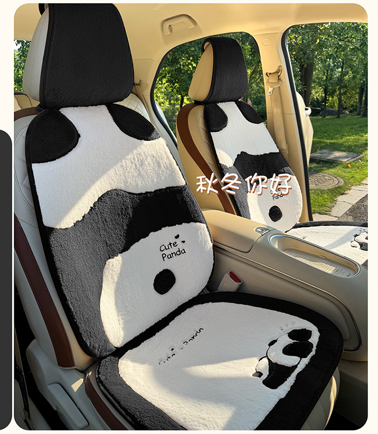 New Winter Car Seat Cushion Cartoon Panda Plush Warm Car Seat Cover Car Accessories Car Interior Decorations