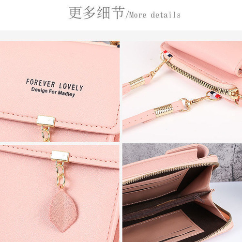 New Wholesale Large Capacity Multifunctional Fashion Simple Leaf Shoulder Small Bag Crossbody Mobile Phone Bag Women
