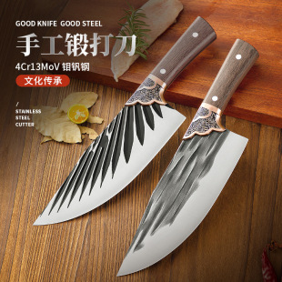 Longquan Hand Forged Slaughter Knife Chef Chopper Sharp Slice Household Kitchen Pork Knife Cutter Kitchen Knife