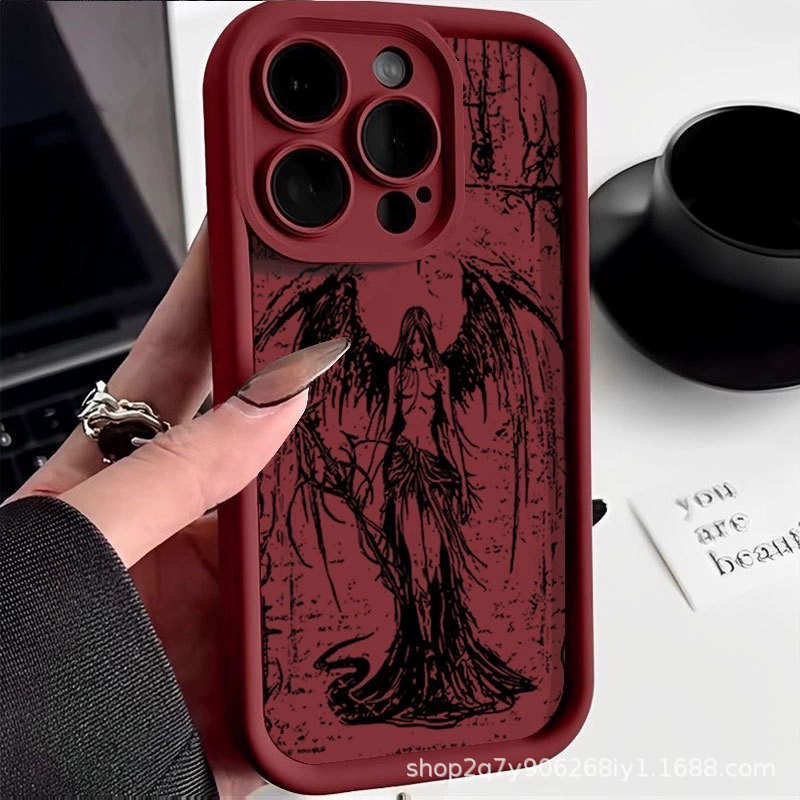 Защитный чехол (Apple) для iPhone 11 и iPhone 16 Pro Max, противоударный, принт «готический ангел»