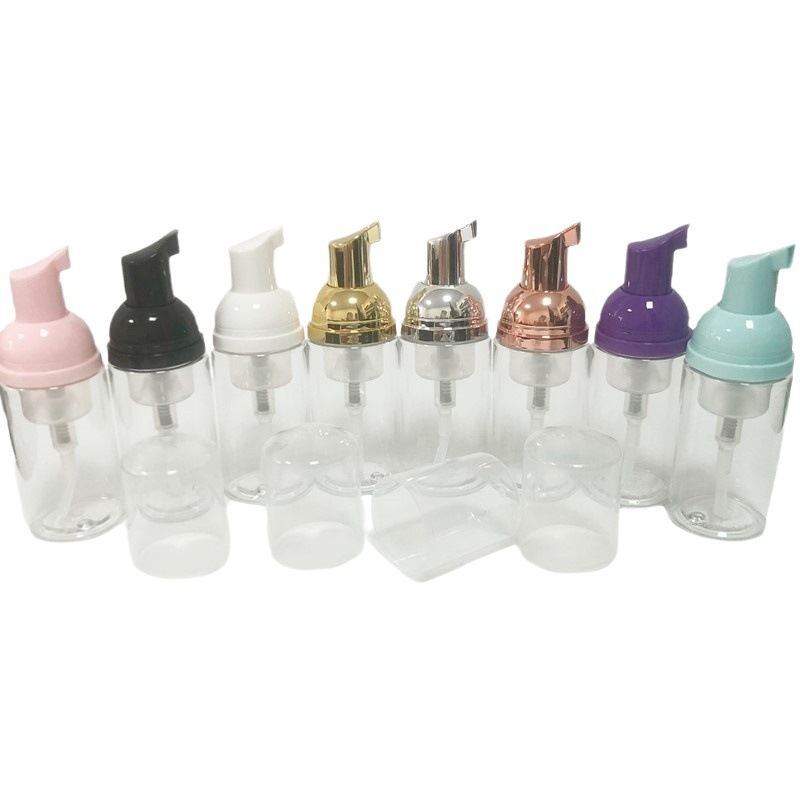 30 dientes PET mousse transparente botella 30ml100ml limpiador facial espuma botella champú espuma botella de pie en stock