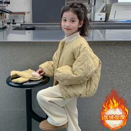 女童秋冬装棉袄外套2026新款儿童装女孩加绒加厚羽绒棉衣面包棉服