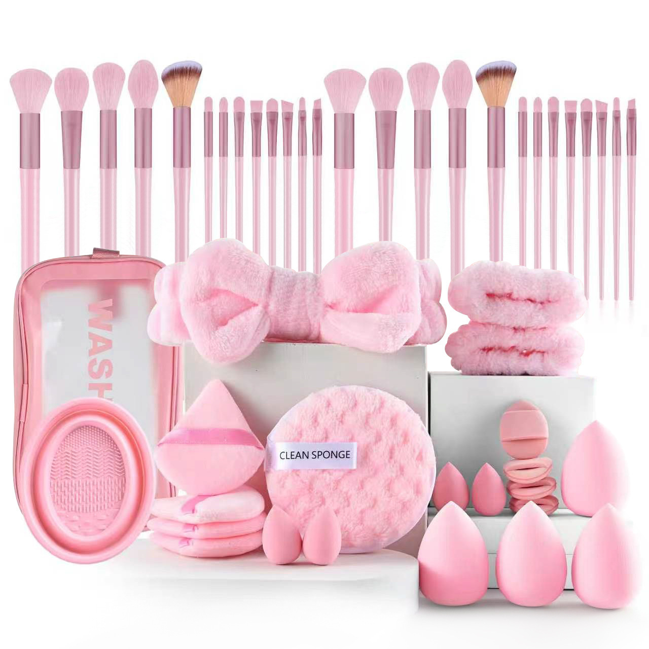 Transfronterizo 48 piezas 20PC herramientas de maquillaje conjunto de huevo pulgar polvo de maquillaje correa de cabello gran combinación cepillo de maquillaje polvo de polvo de maquillaje