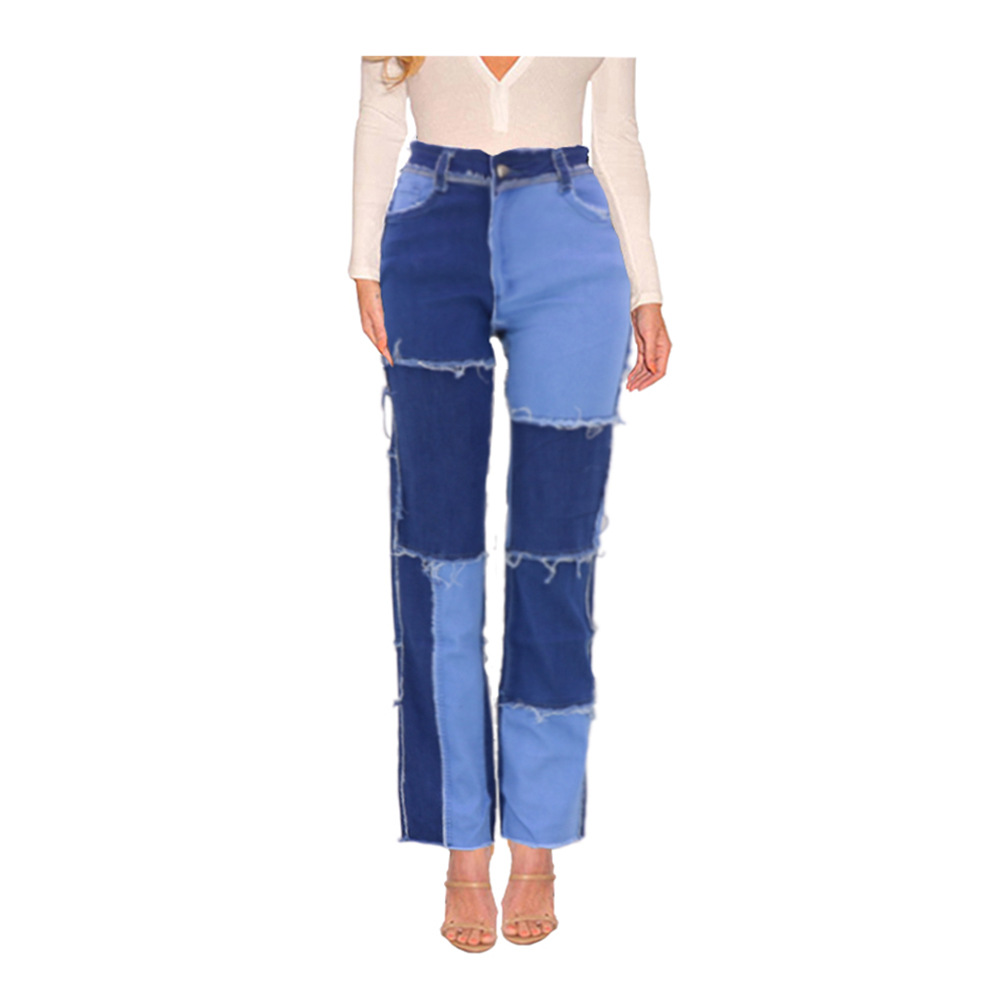 Damjeans med hög midja oregelbunden stil höst vinter_voghion.com