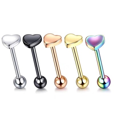 Cross border Europe and America men and women currency Stainless steel heart-shaped Tongue pin Simplicity personality Tongue pin puncture Jewelry Manufactor wholesale