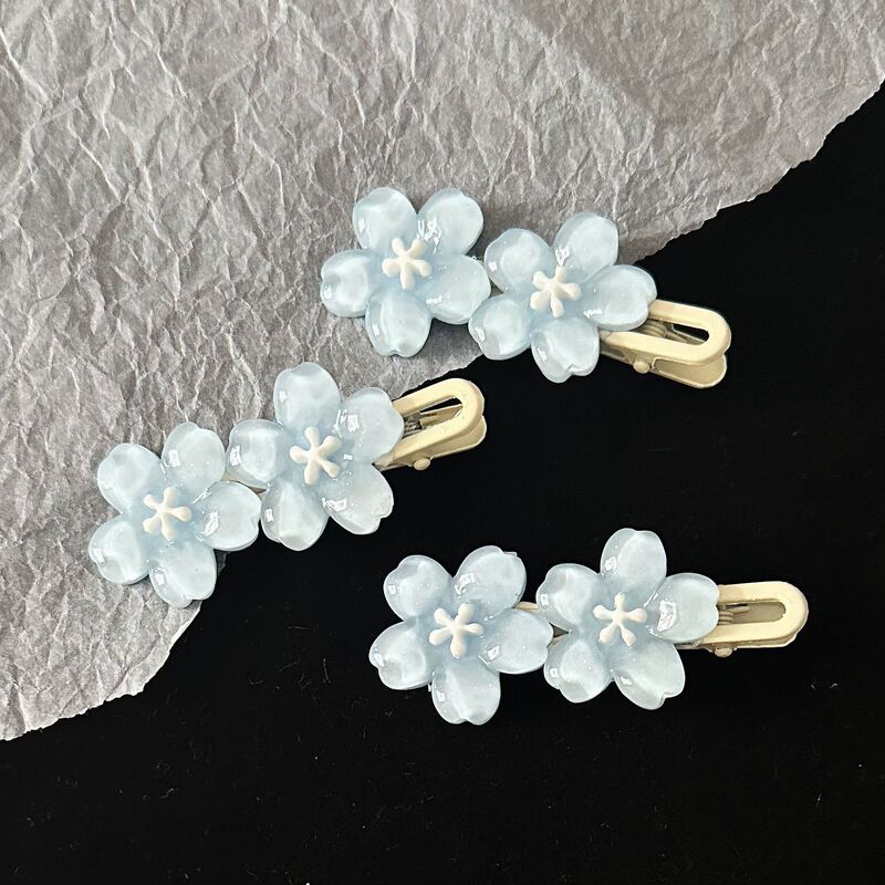 High-End Blue Jelly Flower Hairpin, Elegant and Sweet Girly Style Side Bangs Hairpin Jewelry Hair Accessories Spring