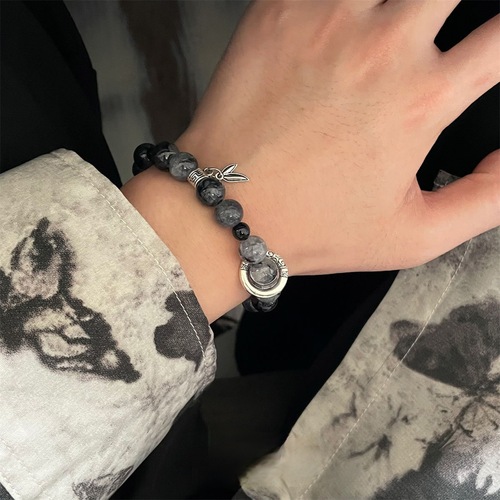 Ancient-style sapphire glass bead handmade men's bracelet, niche design couple's bracelet for men, new Chinese style accessories