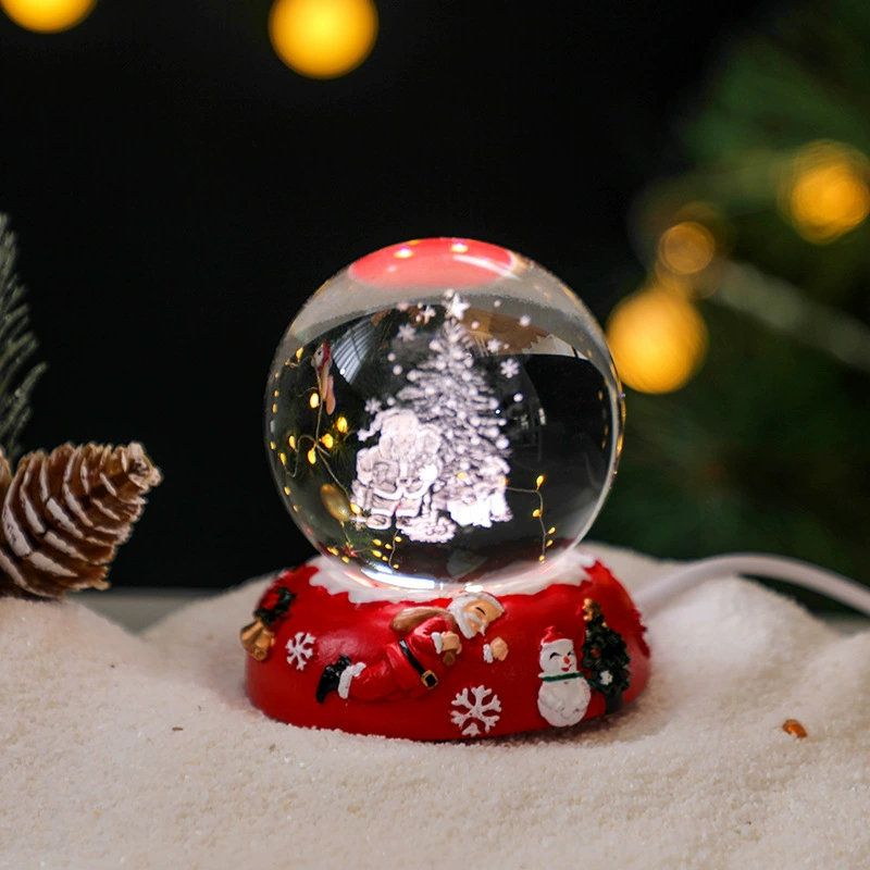 Трансграничная рождественская елка 3d хрустальный шар офис настольный ночной свет стеклянный шар светящиеся украшения праздничный памятный подарок