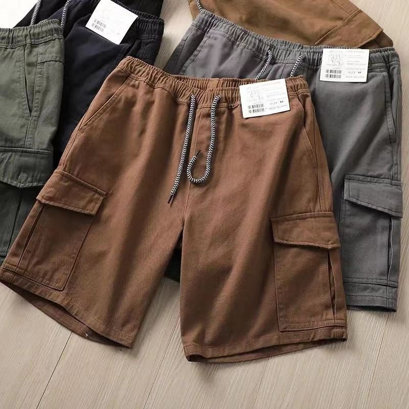 Japanese Single Summer Men's Multi-Pocket Workwear Casual Shorts Washed Gauze Card Vintage Pants Loose Large Pants