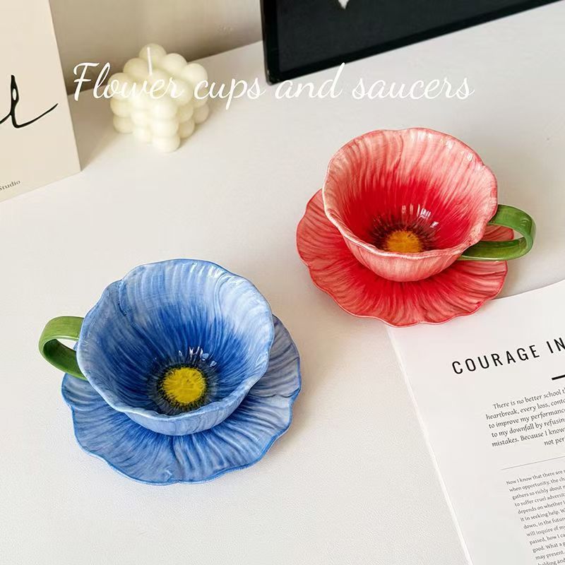 Yumei flores de cerámica taza de café plato creativo de alto valor familiar taza de leche de desayuno de oficina menú de la tarde