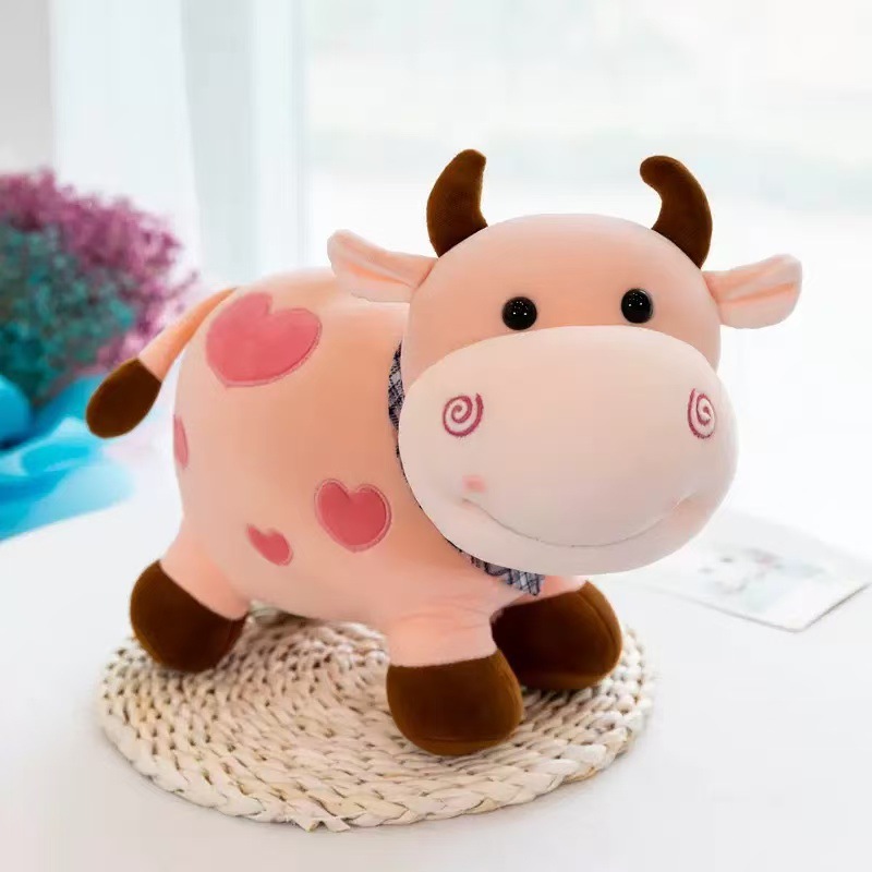 Hermosos juguetes de peluche de vaca muñeca ternera muñeca tela muñeca agarra muñeca dibujos animados ternera regalo para niños
