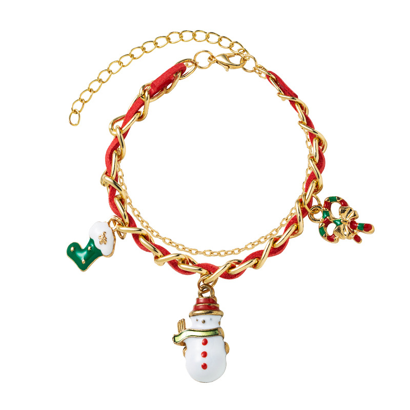 Christmas Series Creative Christmas Tree Elk Snowman Socks Bow Christmas Bracelet display picture 7