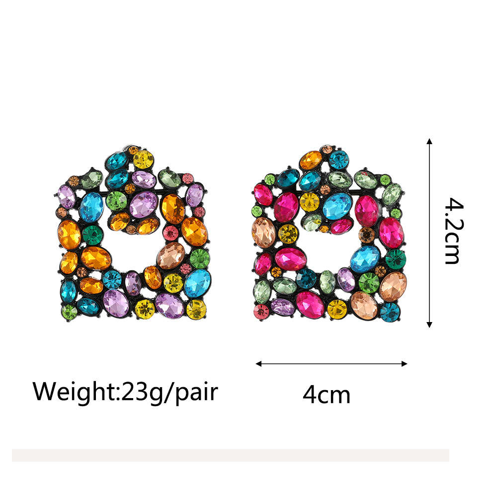 28g Weight 1 Pair Retro Lady Geometric Plating Inlay Metal Artificial Gemstones Earrings
