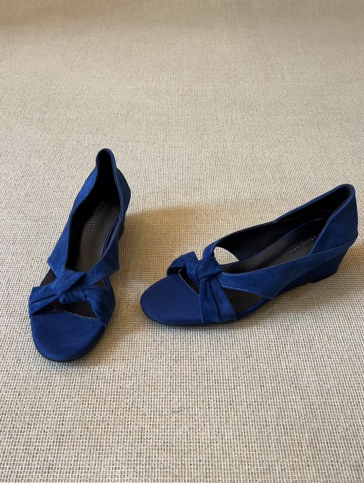 Sandal cao gót nữ hở mũi dây buộc chéo da lộn phong cách La Mã — màu nâu chi tiết 8
