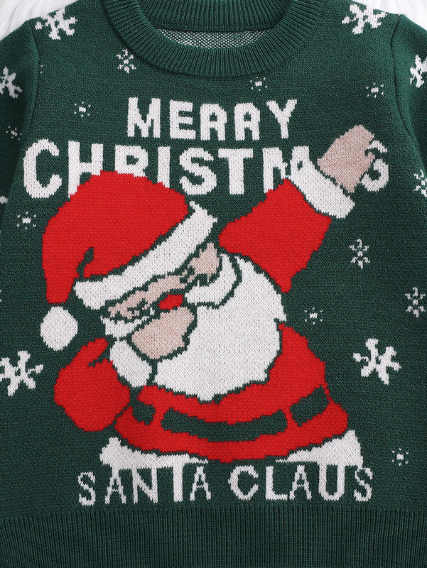 子供用クリスマスラウンドネックニットセーター、サンタクロース、春、秋、冬のクリスマススタイルの子供服に適しています。|undefined