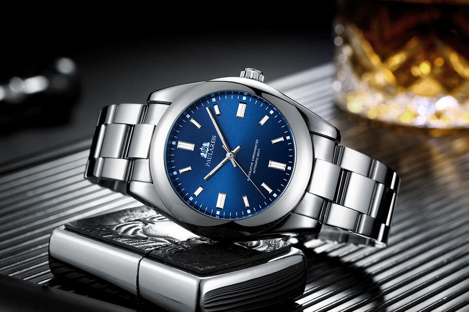 Automatic mechanical luminous steel band red yellow blue green colorful men's watch AUTOMATIC WATCH_voghion.com