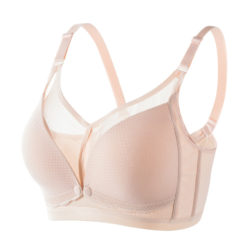 新款孕婦哺乳文胸半透明網紗透氣舒適孕婦內衣前開扣喂奶胸罩孕期