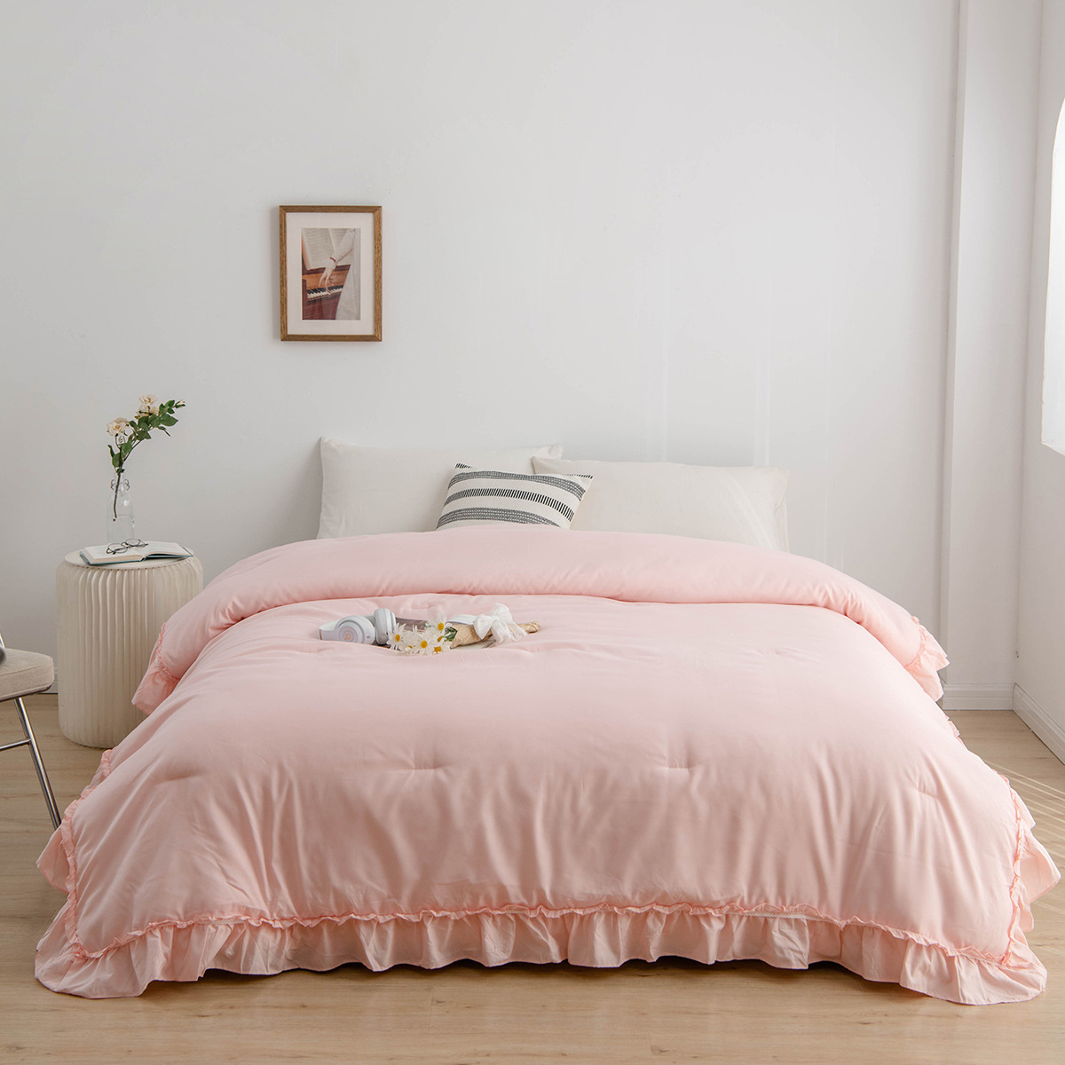 跨境家纺三件套外贸美国亚马逊热销爆款多层荷叶边胖被