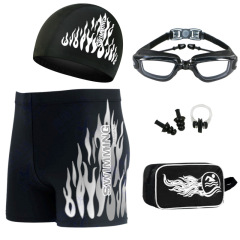 男士泳褲泳鏡套裝時尚大碼寬鬆溫泉游泳褲成人泳衣泳帽游泳裝備