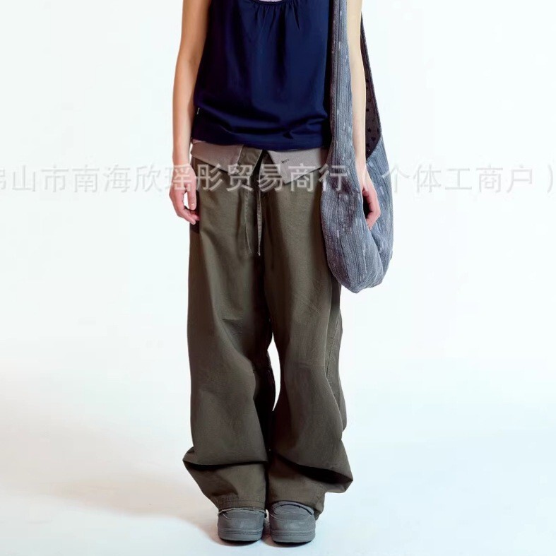 【New Link】Korean-Style Coys* Color-Block Drawstring Cuffed Waist Workwear Wide-Leg Casual Straight-Leg Ins-Style Casual Long Pants 【New Link】Korean-Style Coys* Color-Block Drawstring Cuffed Waist Workwear Wide-Leg Casual Straight-Leg Ins-Style Casual Long Pants