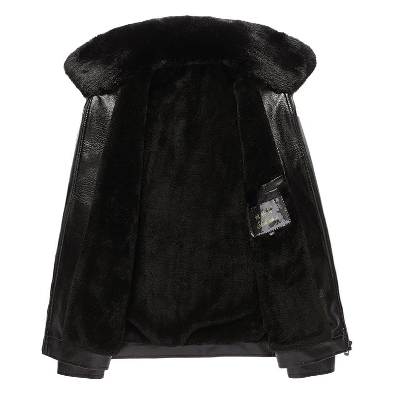 Кожа лесной птицы 2022 новый зимний утолщенный меховой воротник на флисовой подкладке для мужчин среднего и пожилого возраста, бегущих в стойле Jianghu