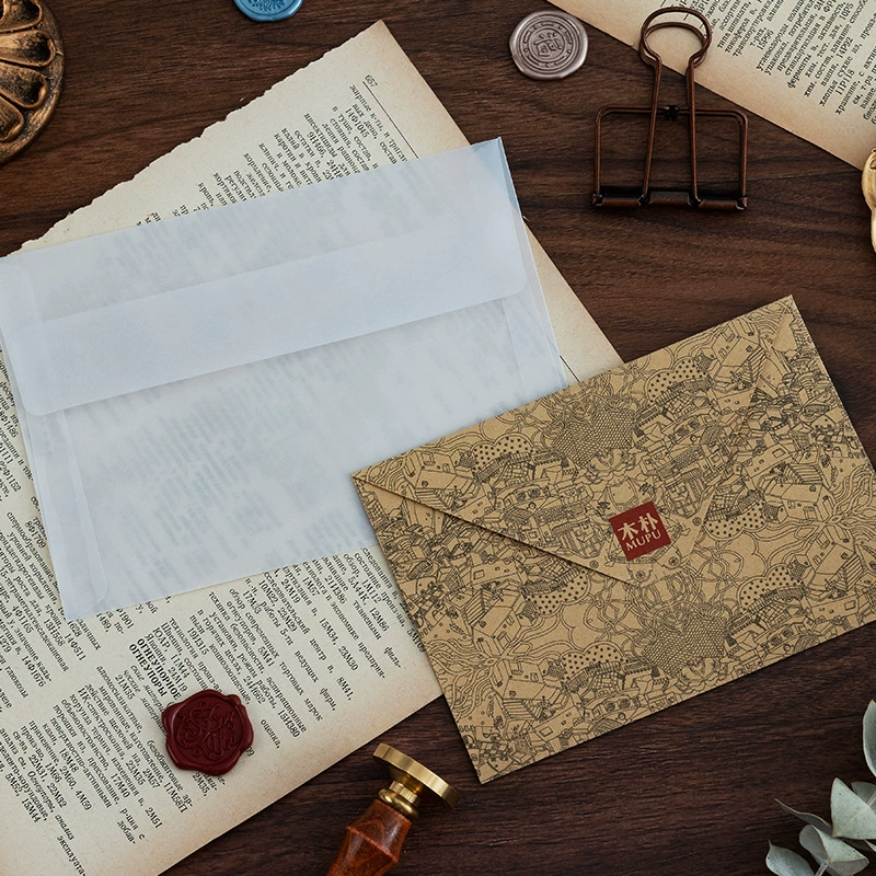 Envelope B11, leather-effect cowhide paper, 16×11 cm, vintage kraft seal (20 pcs option)