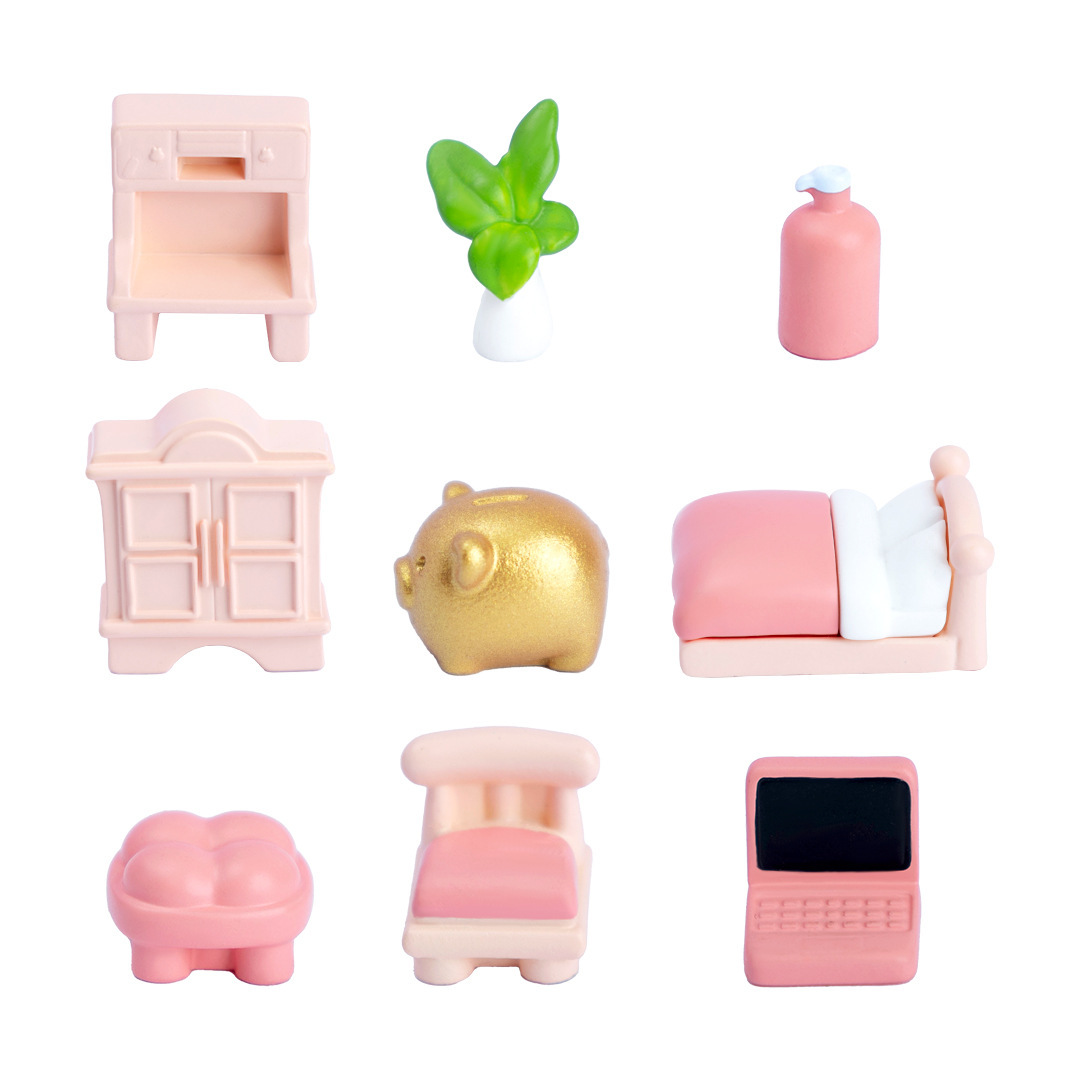 Miniature landscape creative pink girly bedroom decoration accessories, dollhouse DIY miniature furniture model small ornaments 5