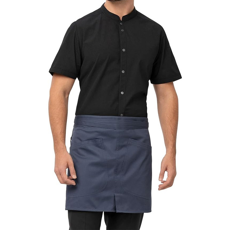 Amazon crossover nuevo delantal corto de media longitud abierto restaurante camarero ropa de trabajo hogar cocina delantal algodón