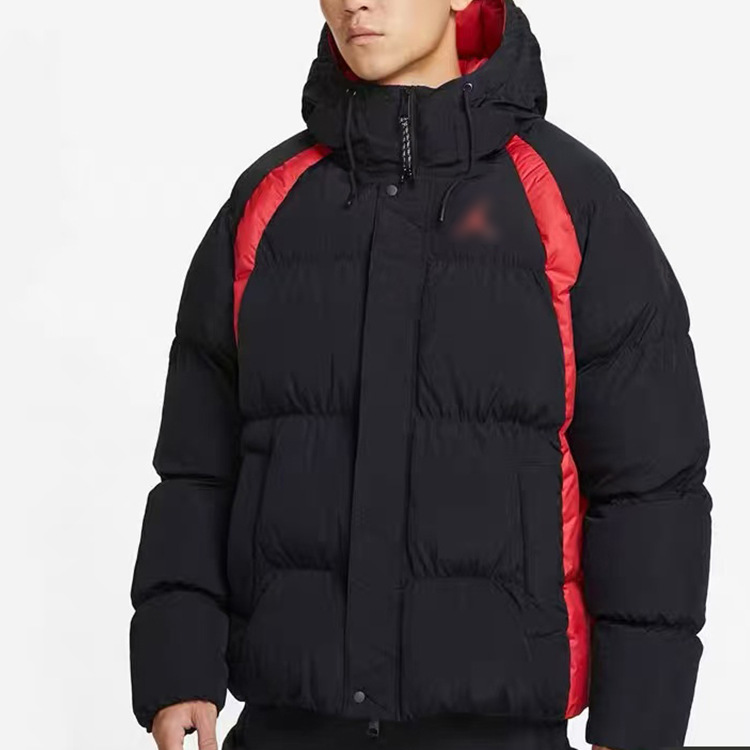 aj winter new men's hooded sports cotton jacket with color-block design, thickened for warmth, and a casual style