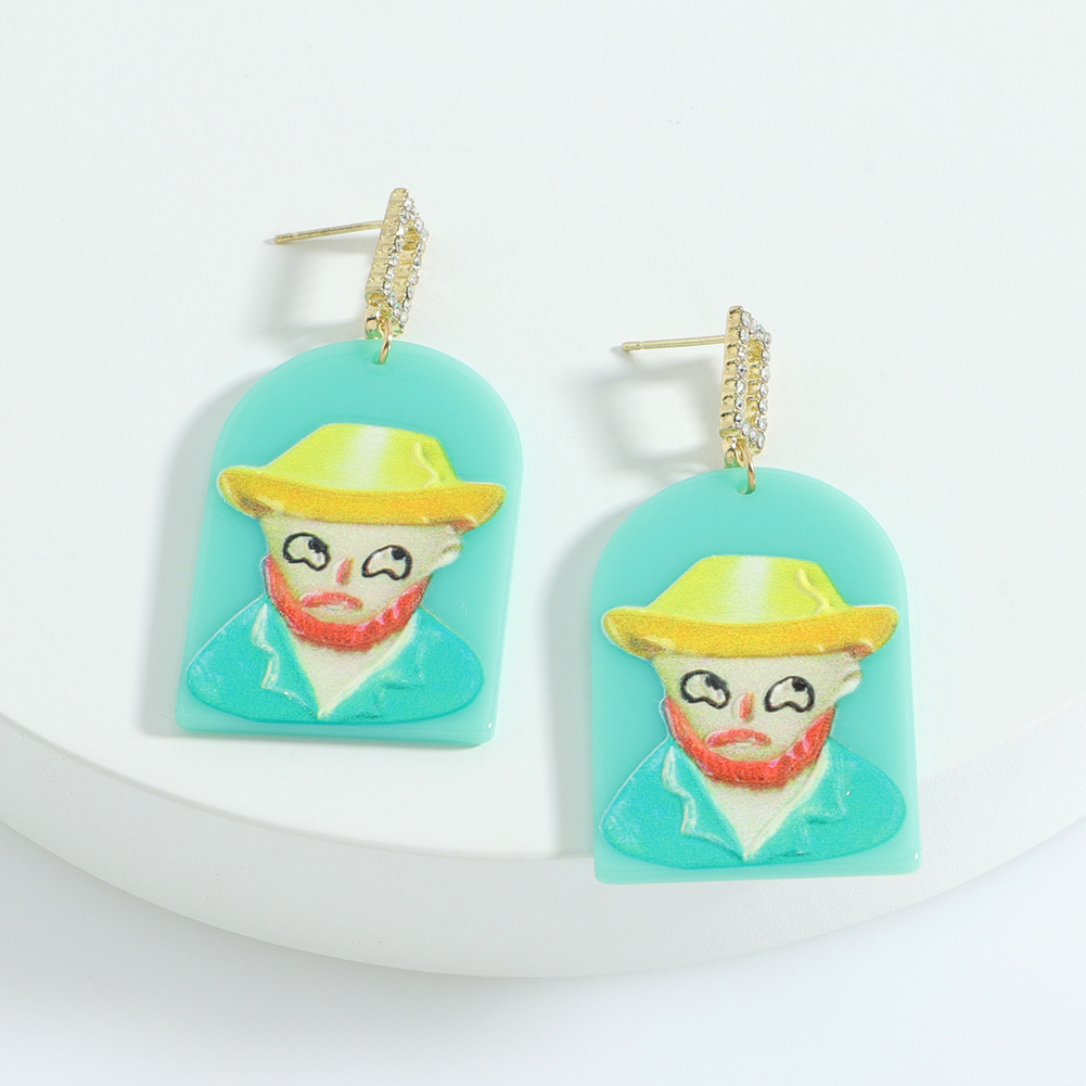 New Creative Cartoon Graffiti Abstract Clown Earrings Wholesale Nihaojewelry display picture 1