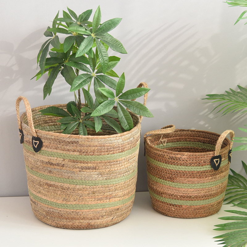 Wicker Hand-Woven Green Plant Flower Pot, Plant Basket, Handmade Flower Basket, Potted Plant Storage Basket, Bean Pod Doll Material Kit Wicker Hand-Woven Green Plant Flower Pot, Plant Basket, Handmade Flower Basket, Potted Plant Storage Basket, Bean Pod Doll Material Kit