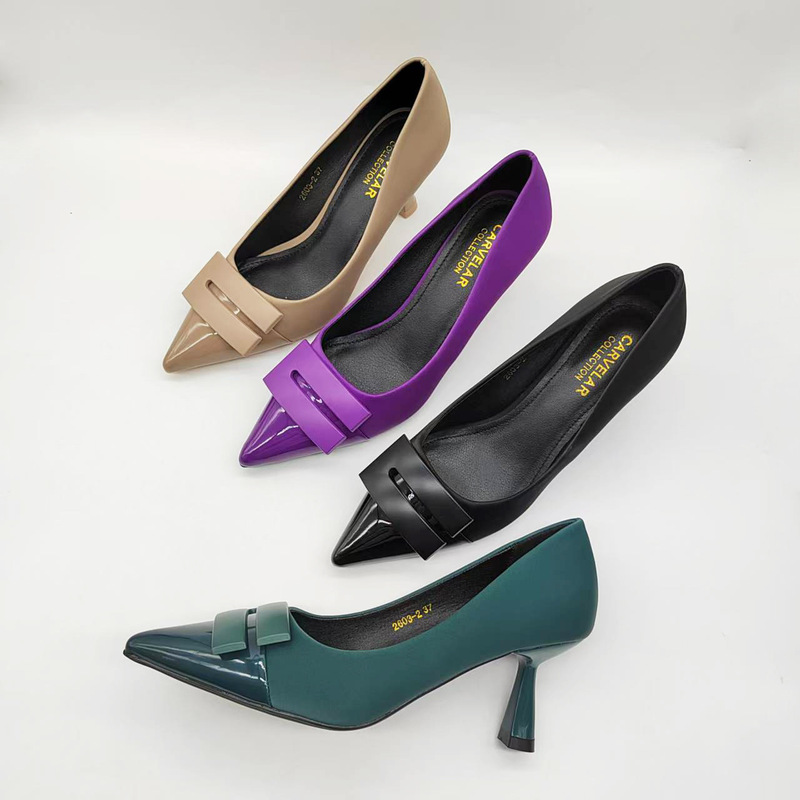 Tweed Style Pointed-Toe Black High-Heeled Shoes for Women with Stiletto Heels and Shallow Mouth for Work Clothing, French Style, Professional Work Shoes That Are Not Tired after Standing for a Long Time