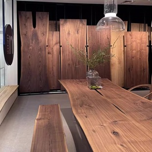 ✅ North American Black Walnut Large Board Walnut Tea Table Solid Wood Large Tea Board Tea Table Natural Edge Log Simple Whole Board Now