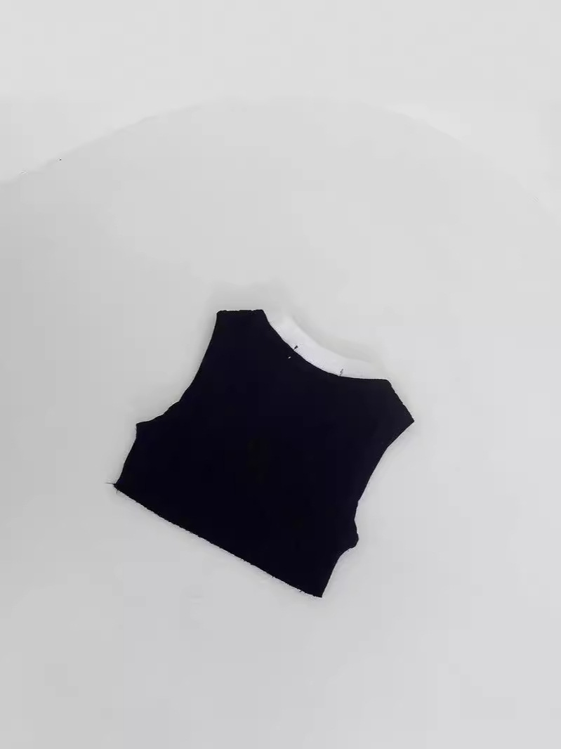 Chaleco de bebé de 25 años de edad, camiseta de algodón puro de estilo coreano con cuello redondo y letras, top versátil
