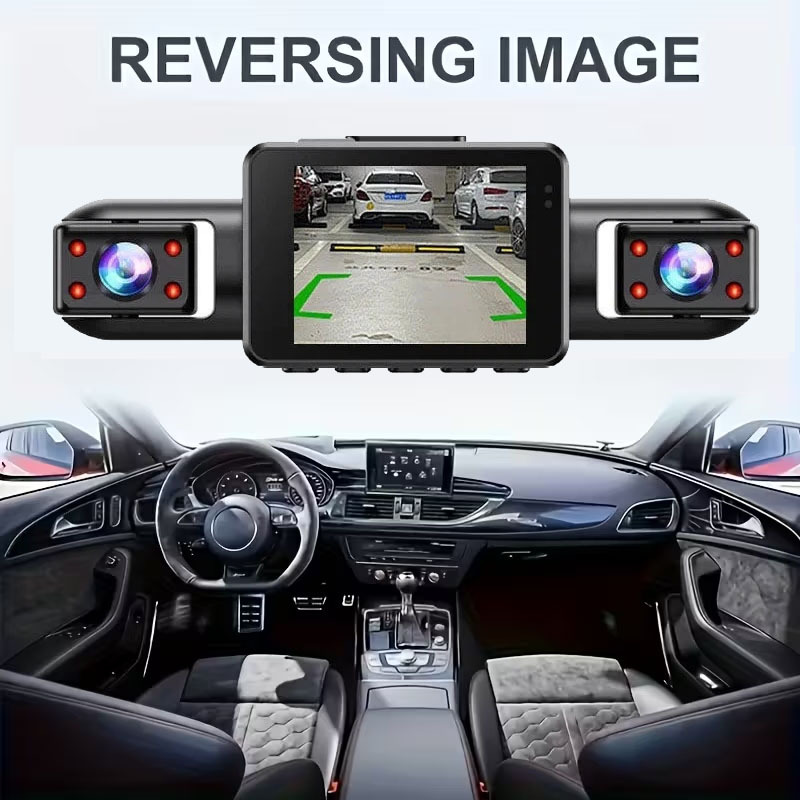 Four-lens panoramic dashcam 1080P HD WiFi connected parking monitoring car video recording device