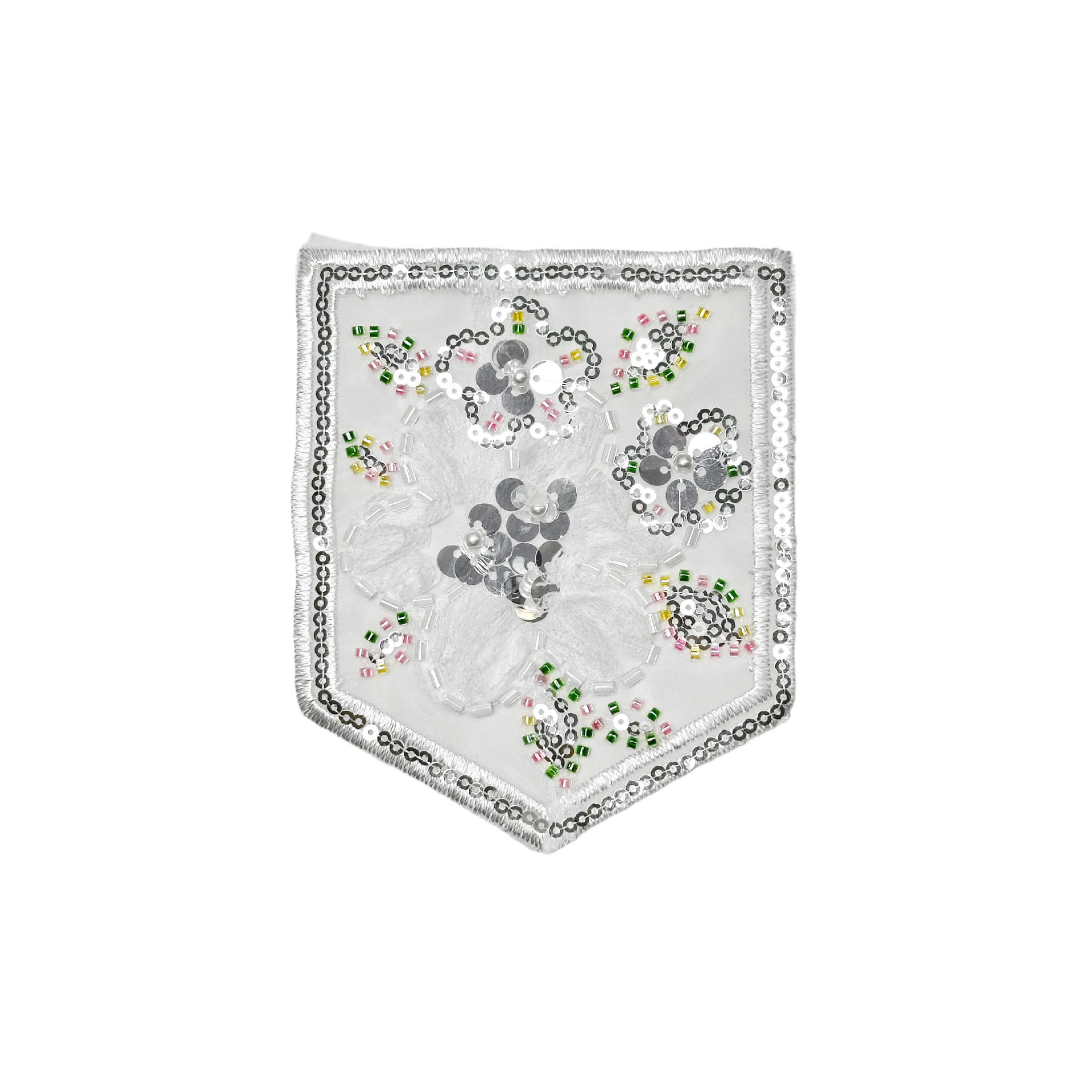 Nueva moda de agua bordada flor de tela pegada pentagonal bolsillo decoración pegada jeans ropa accesorios comercio exterior