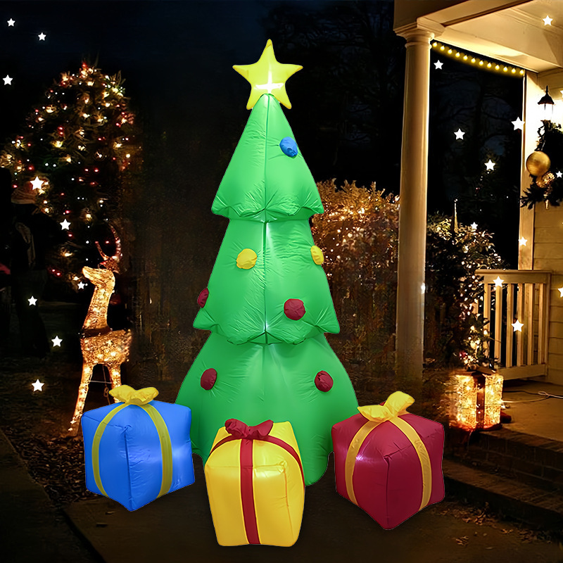 クロスボーダー7FTクリスマス星ギフトバッグ空気入りクリスマスツリー空気型庭園装飾品LED発光パーティー装飾品|undefined
