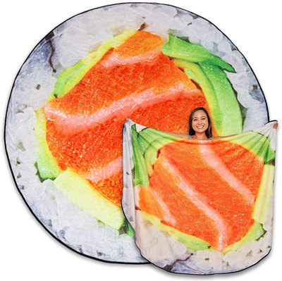 【定制毛毯】数码印花跨境热卖卷饼毯网红寿司毯野炊垫子礼品毯子|ms