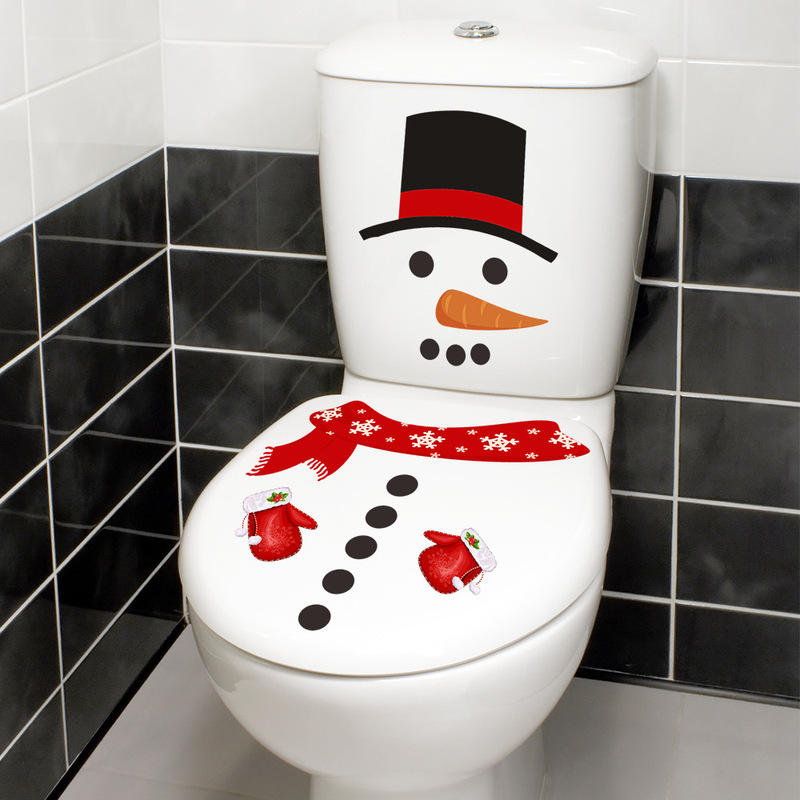 尚易SPZ-S0388クリスマス雪だるま便器装飾自己粘着壁貼りPVC浴室クロスボーダー直採便器貼り|undefined