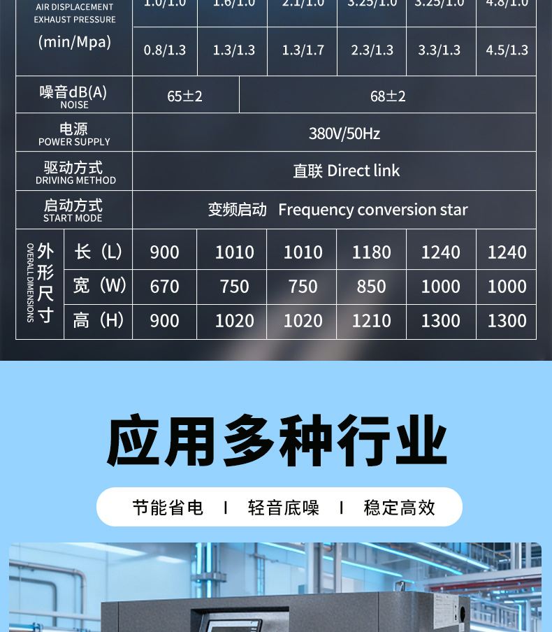 Screw Air Compressor 45Kw/55Kw/75Kw Air Compressor Industrial Grade Air Pump 380V Large Air Compressor