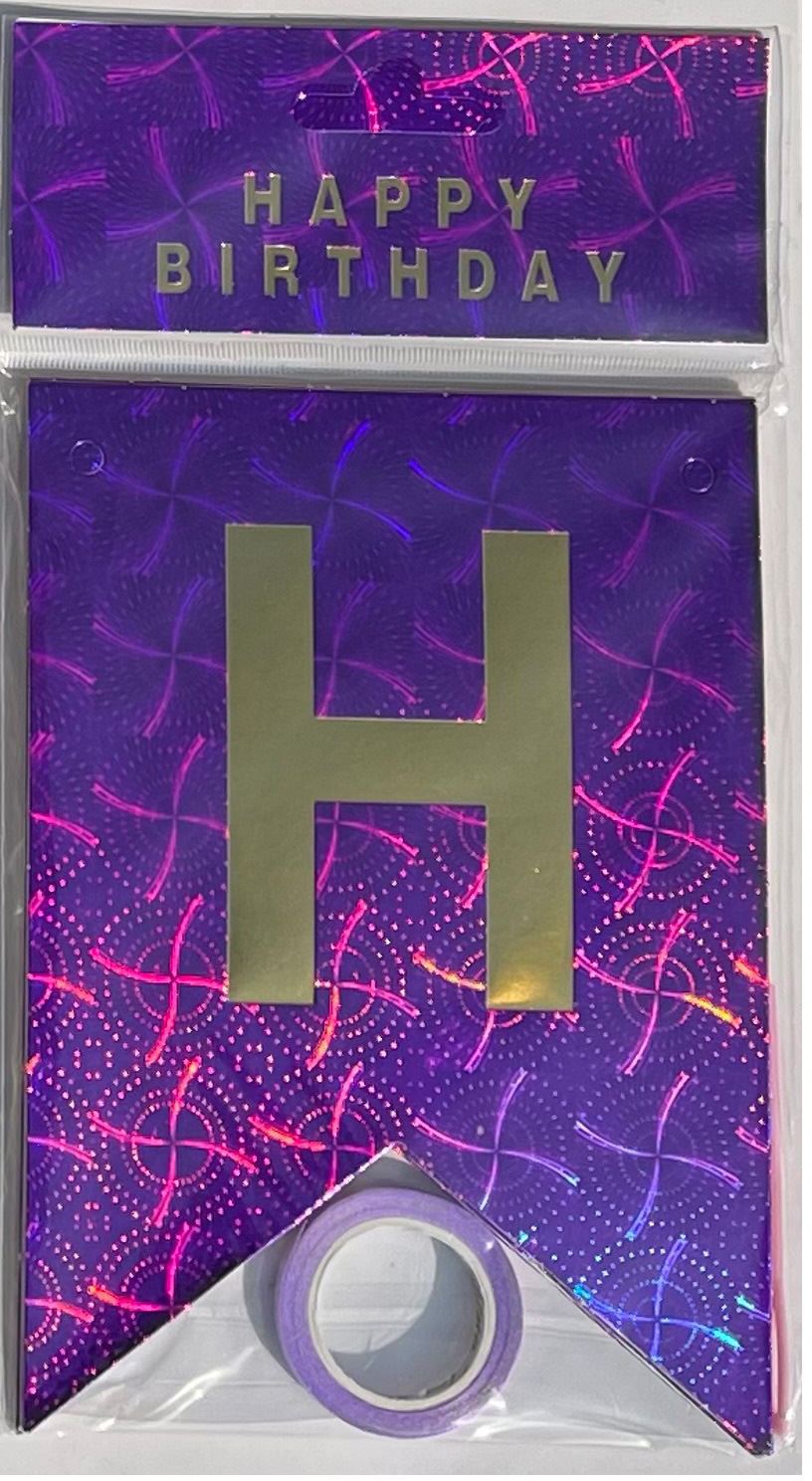 HAPPY BIRTHDAY fiesta de cumpleaños en inglés diseño diagonal de bandera de cola de mermaid letras banderas de color