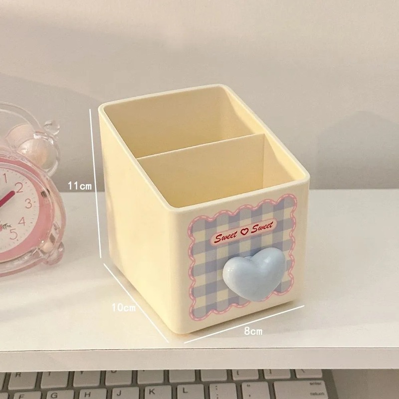 新しいペンホルダーイン高価値学生寮かわいいデスクトップ収納ボックス漫画ペンホルダー多機能文具バケツ|undefined