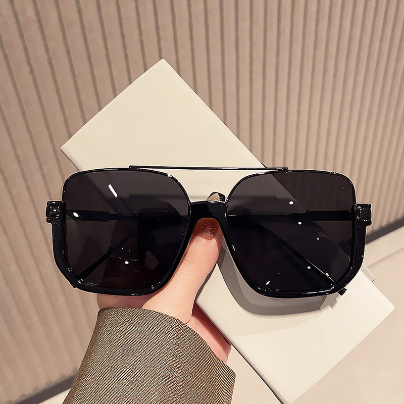 Design sunglasses female square big face thin light color piece plain face artifact advanced sense of men's sunglasses_voghion.com