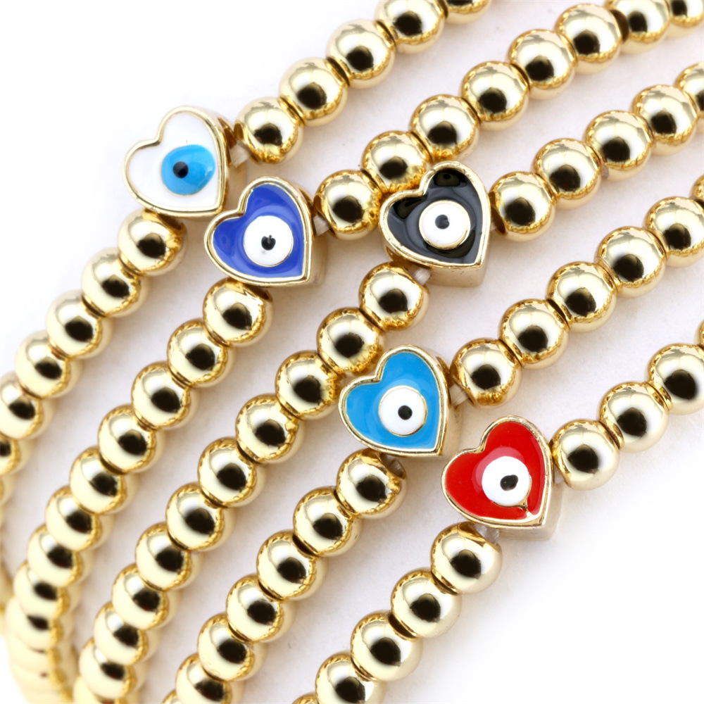 Fashion Heart Shape Copper Enamel Bracelets 1 Piece