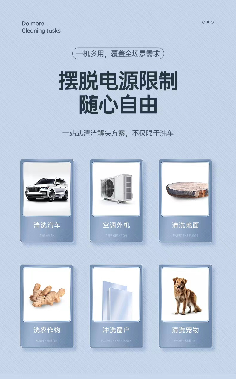 Wireless Car washer Lithium electric car washer car wash water gun handheld rechargeable portable washing machine high pressure brushless electric