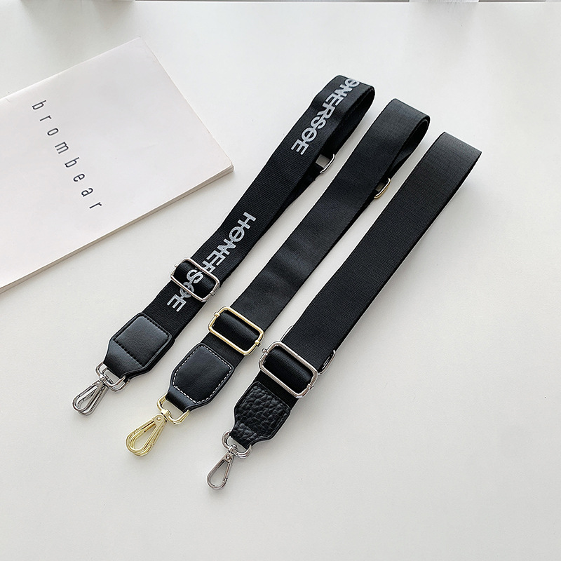 黑色包带批发 外贸字母LOGO包包带子女包配件可调节长肩带斜跨带