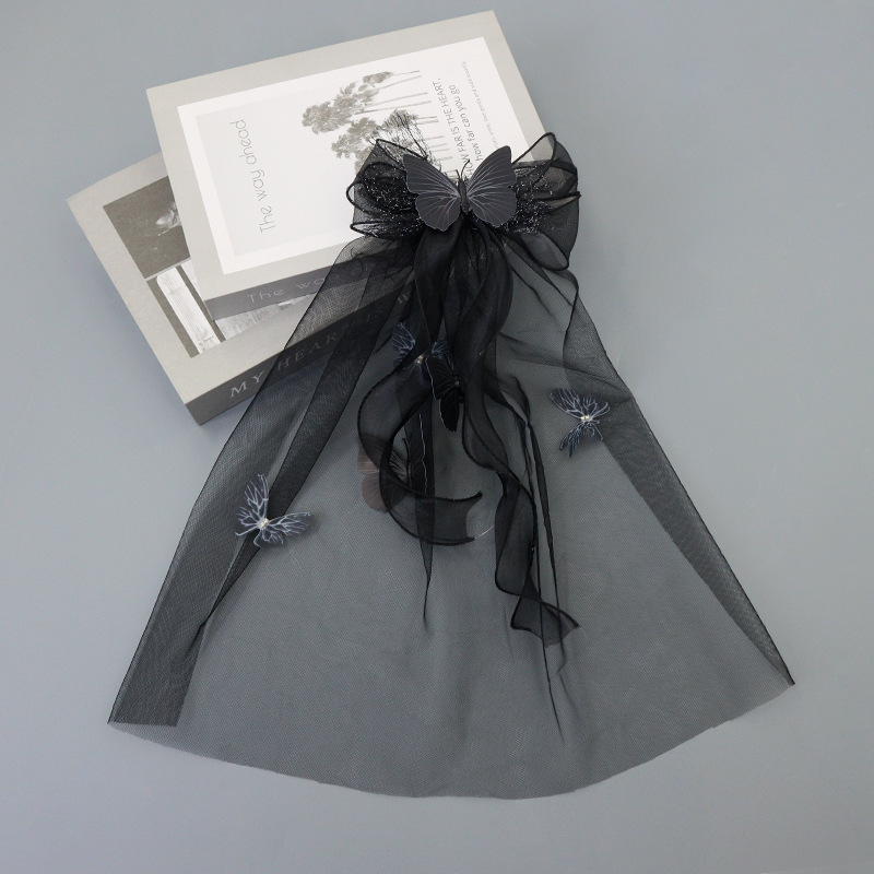 Nuevo tocado de Halloween transfronterizo oscuro mariposa broche de pelo fantasma vestido negro para la novia accesorios de fotografía