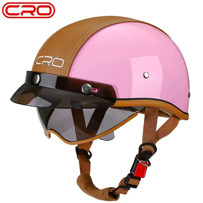 Motosiklet kaskı (dəbilqə) — and Electric Bikes, Japanese-Style Helmet - cro-summer-helmet-pink-transparent-mirror-black-tea-mirror-m-55-56cm-head-circumference