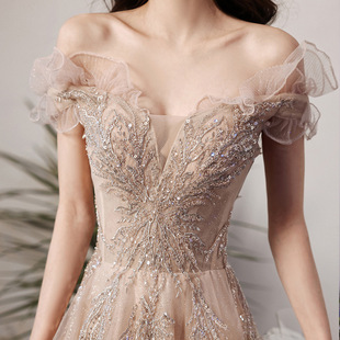 One-Shoulder French Evening Dress for Women 2025 New Choir Performance Clothing Banquet Evening Dress Dropshipping